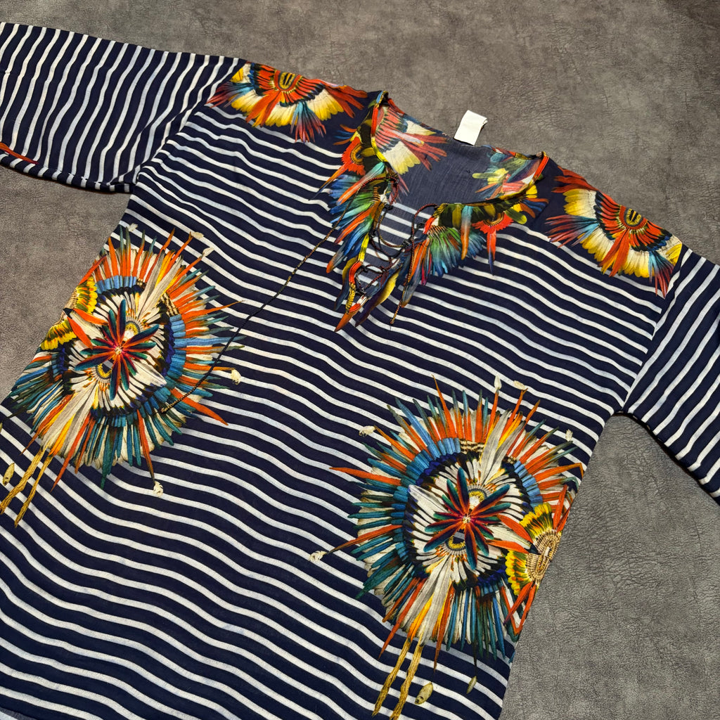Vintage Jean Paul Gaultier Soleil "Feather Marinière" Iconic Striped Blouse