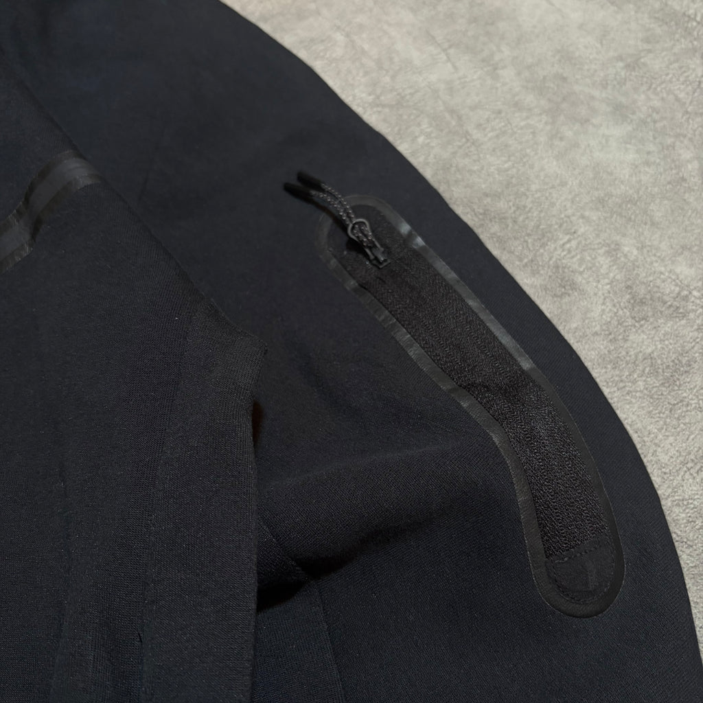 Nike Tech Fleece 2 Way Zipper Black On Black Zip Up Hoodie
