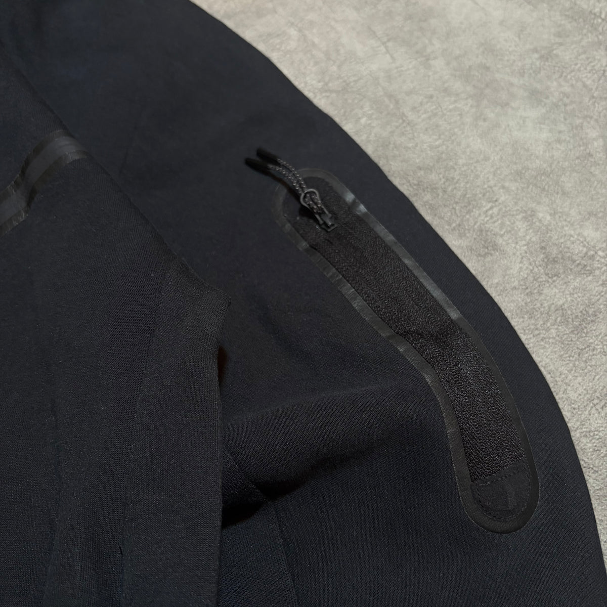 Nike Tech Fleece 2 Way Zipper Black On Black Zip Up Hoodie