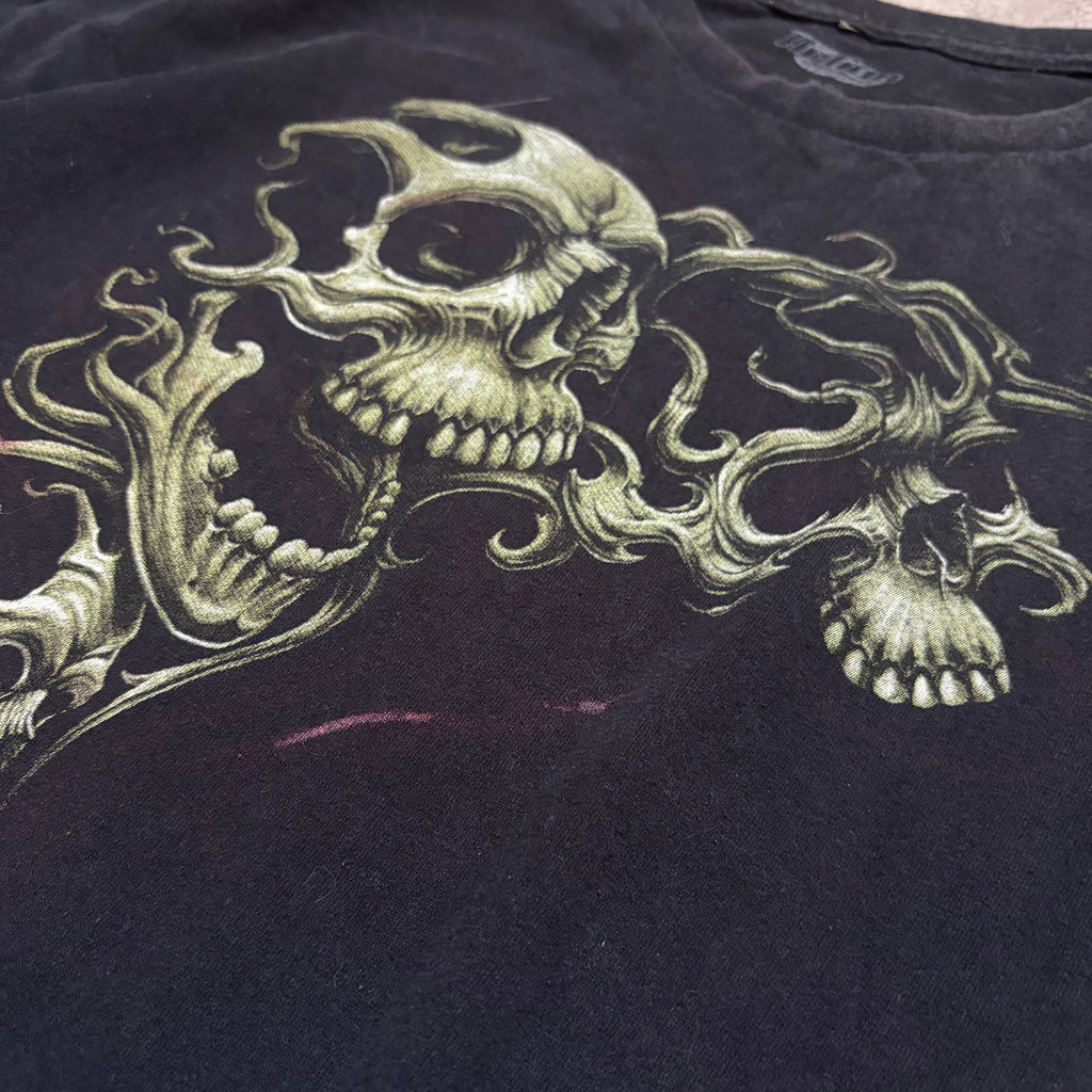 Y2K Skulls Distressed Graphic Cropped Tee