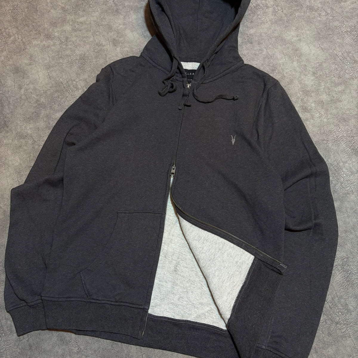 Allsaints Logo Double Zipper Heavyweight Hoodie