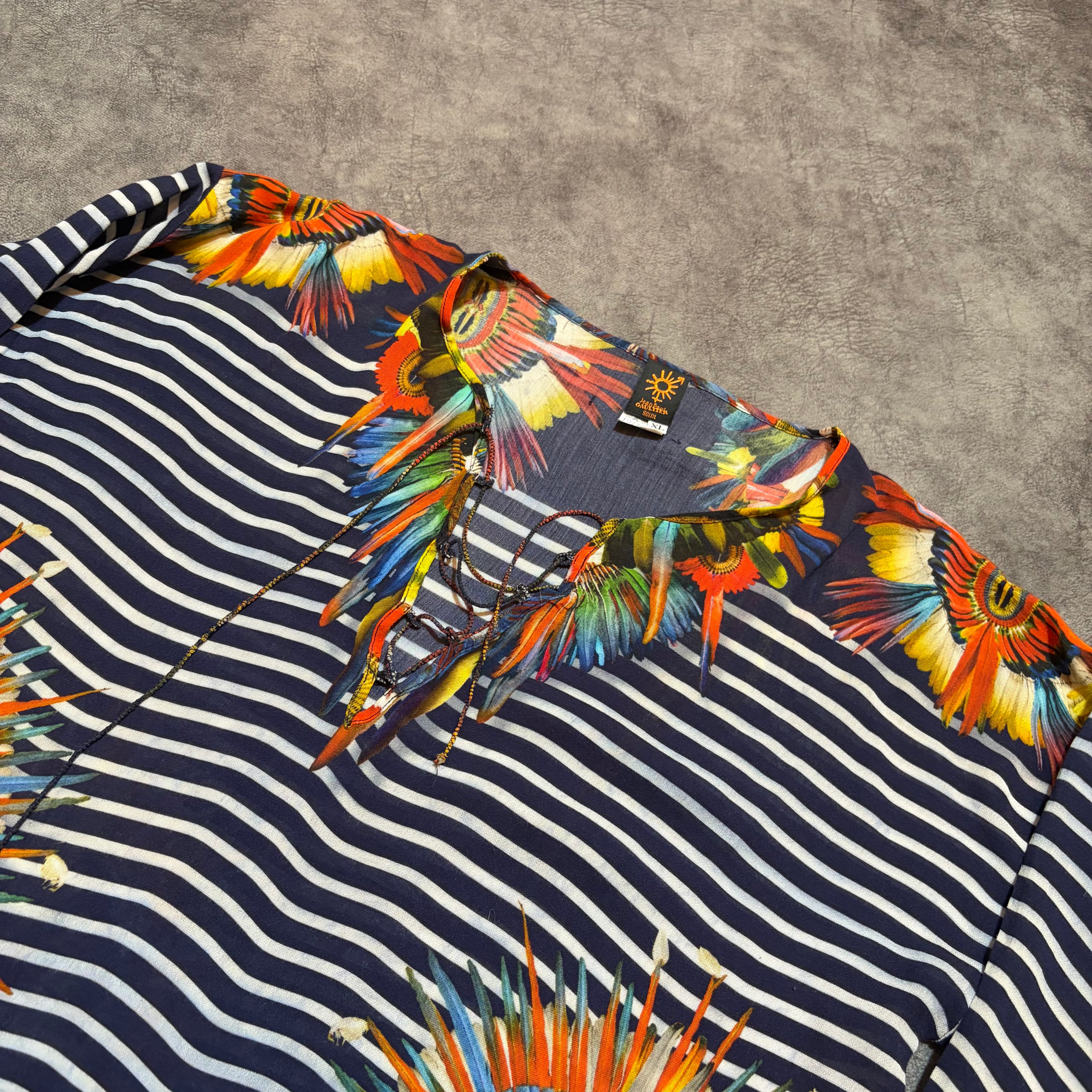 Vintage Jean Paul Gaultier Soleil "Feather Marinière" Iconic Striped Blouse