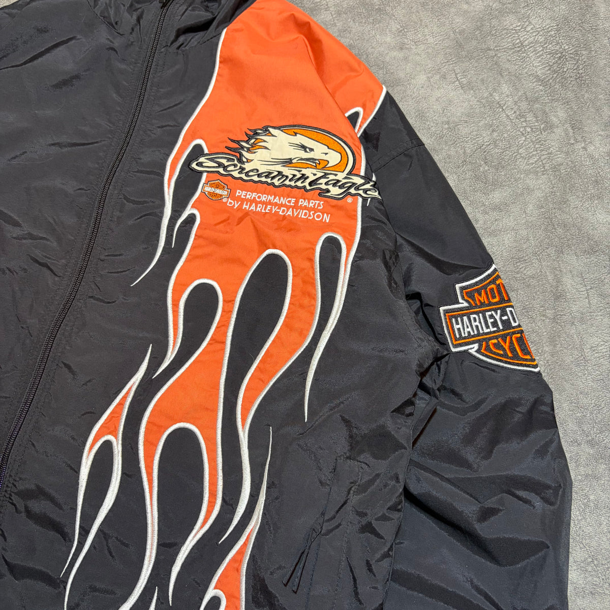 Harley Davidson Performance Screamin Eagle Flames Y2K Light Windbreaker Jacket