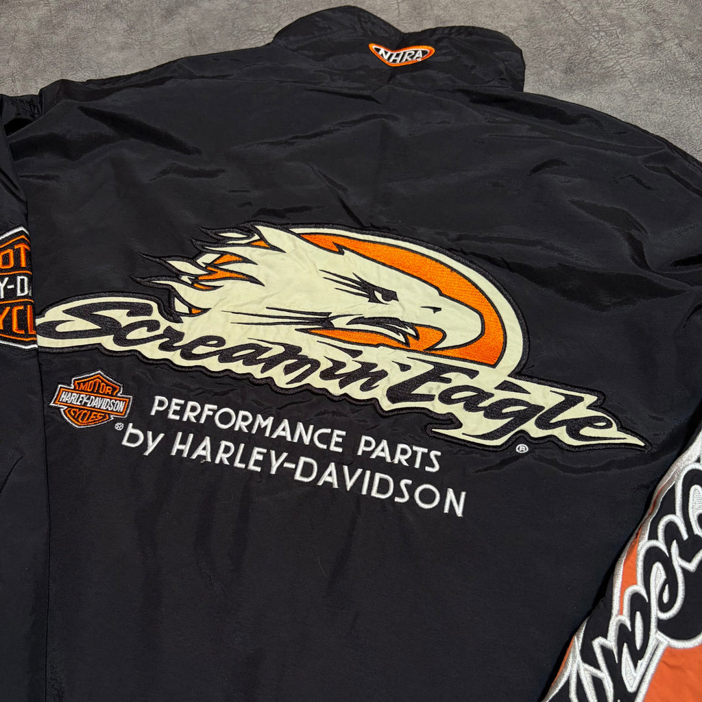 Harley Davidson Performance Screamin Eagle Flames Y2K Light Windbreaker Jacket