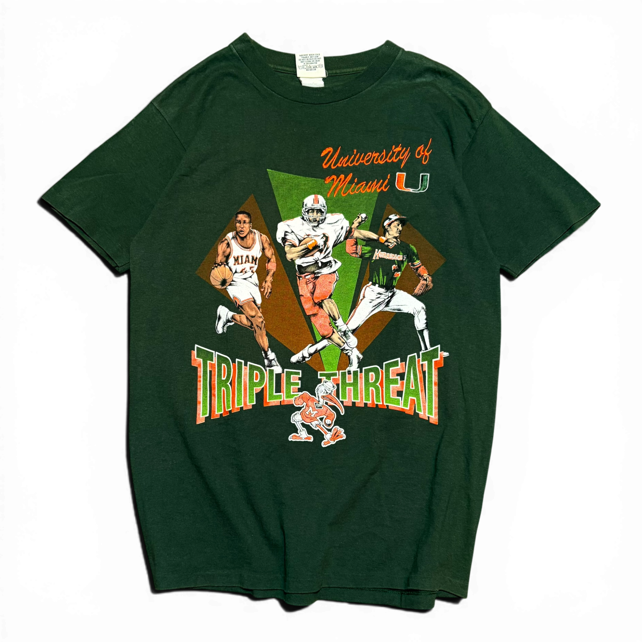 Vintage 90’s Nutmeg Tag Uni Of Miami Triple Threat Tee