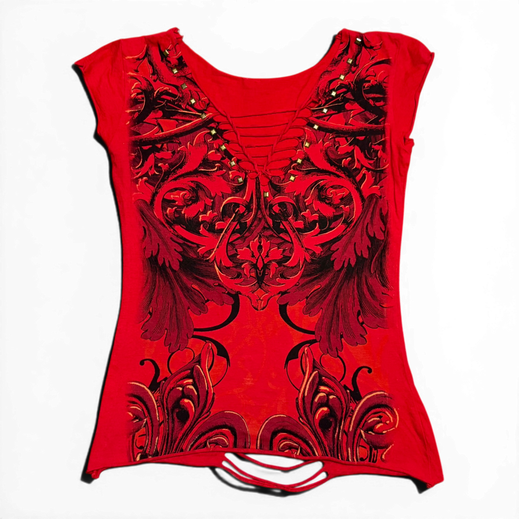 Affliction Style Distressed Gothic Top