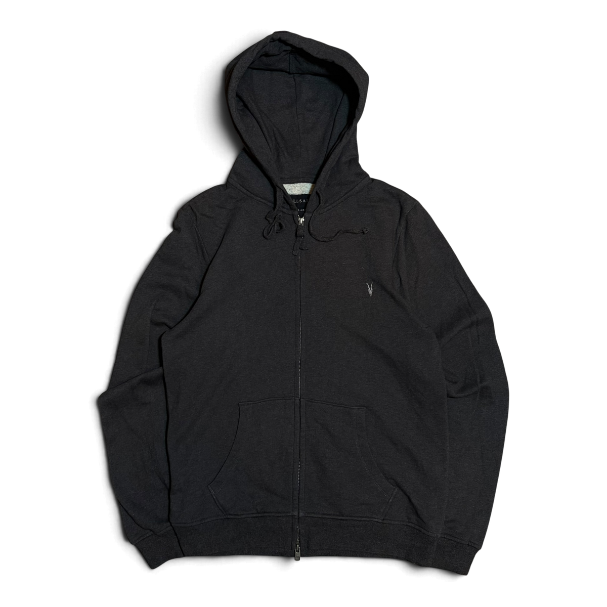 Allsaints Logo Double Zipper Heavyweight Hoodie