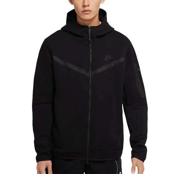 Nike Tech Fleece 2 Way Zipper Black On Black Zip Up Hoodie
