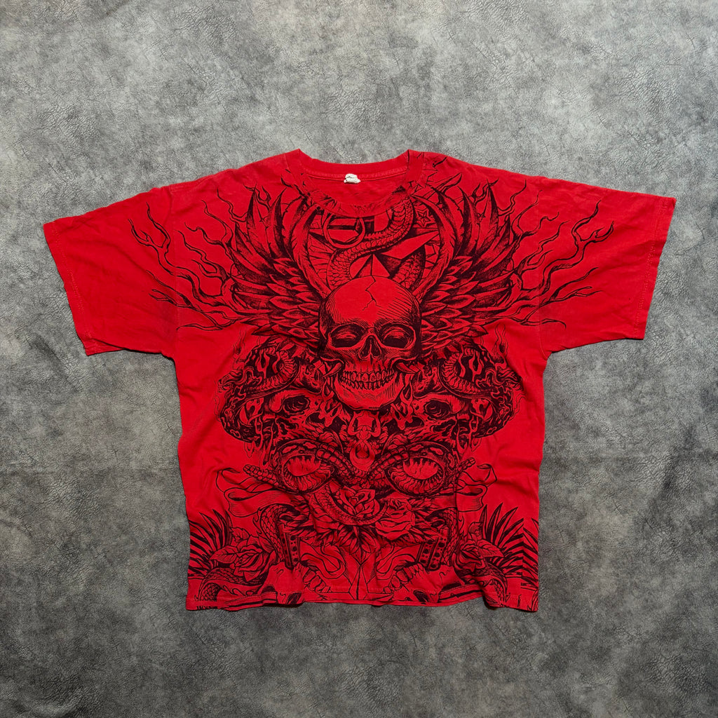 Vintage Y2K Skull AOP Grunge Graphic Tee