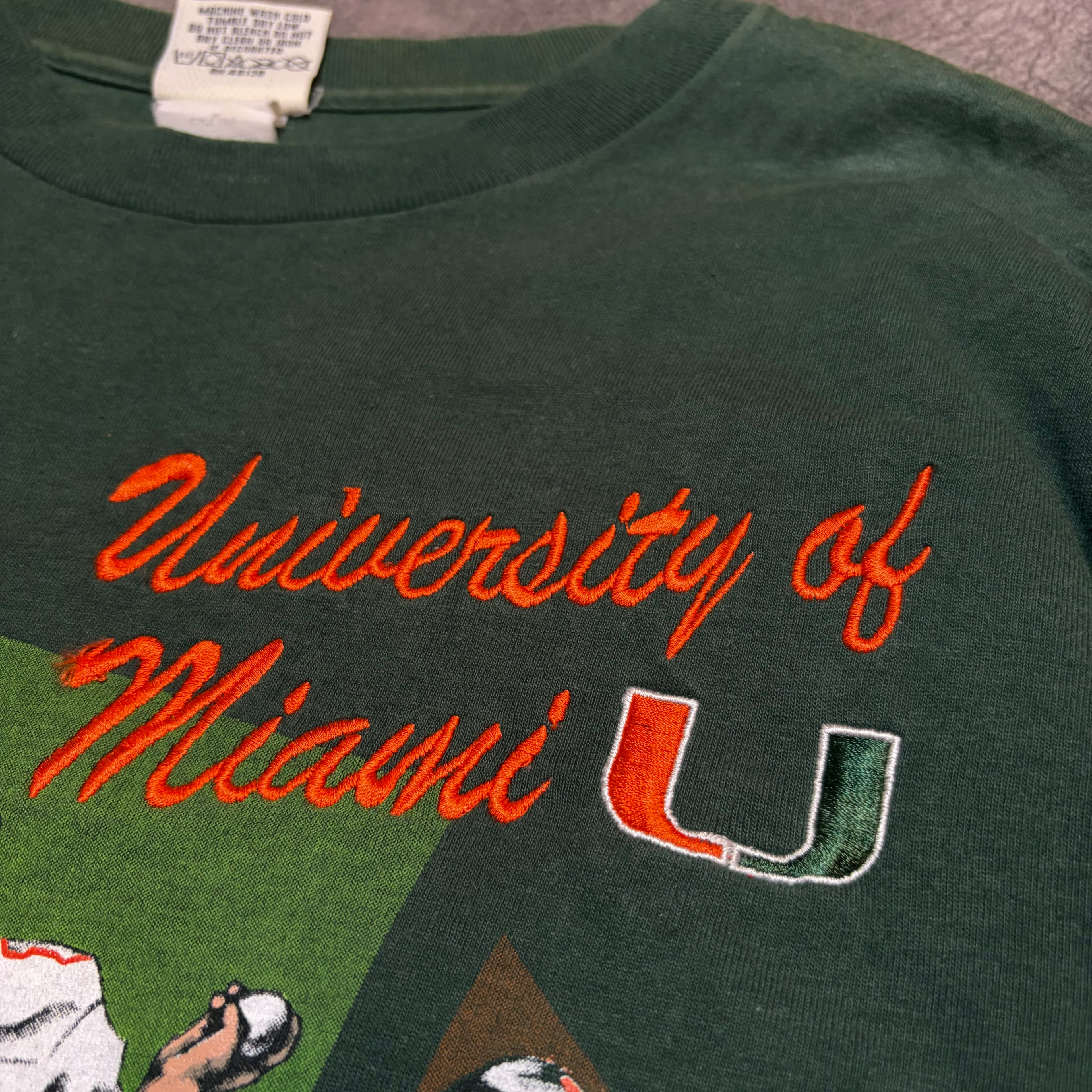 Vintage 90’s Nutmeg Tag Uni Of Miami Triple Threat Tee