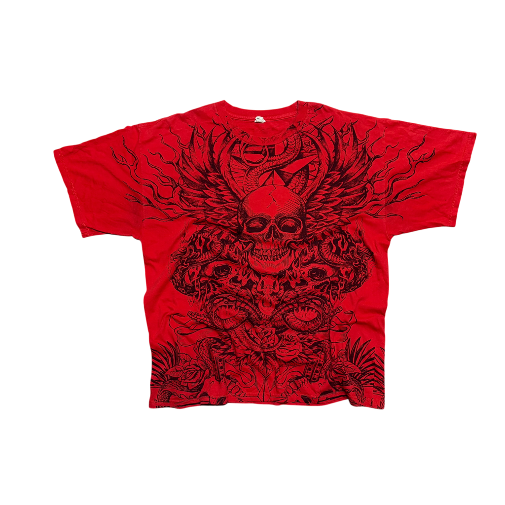 Vintage Y2K Skull AOP Grunge Graphic Tee
