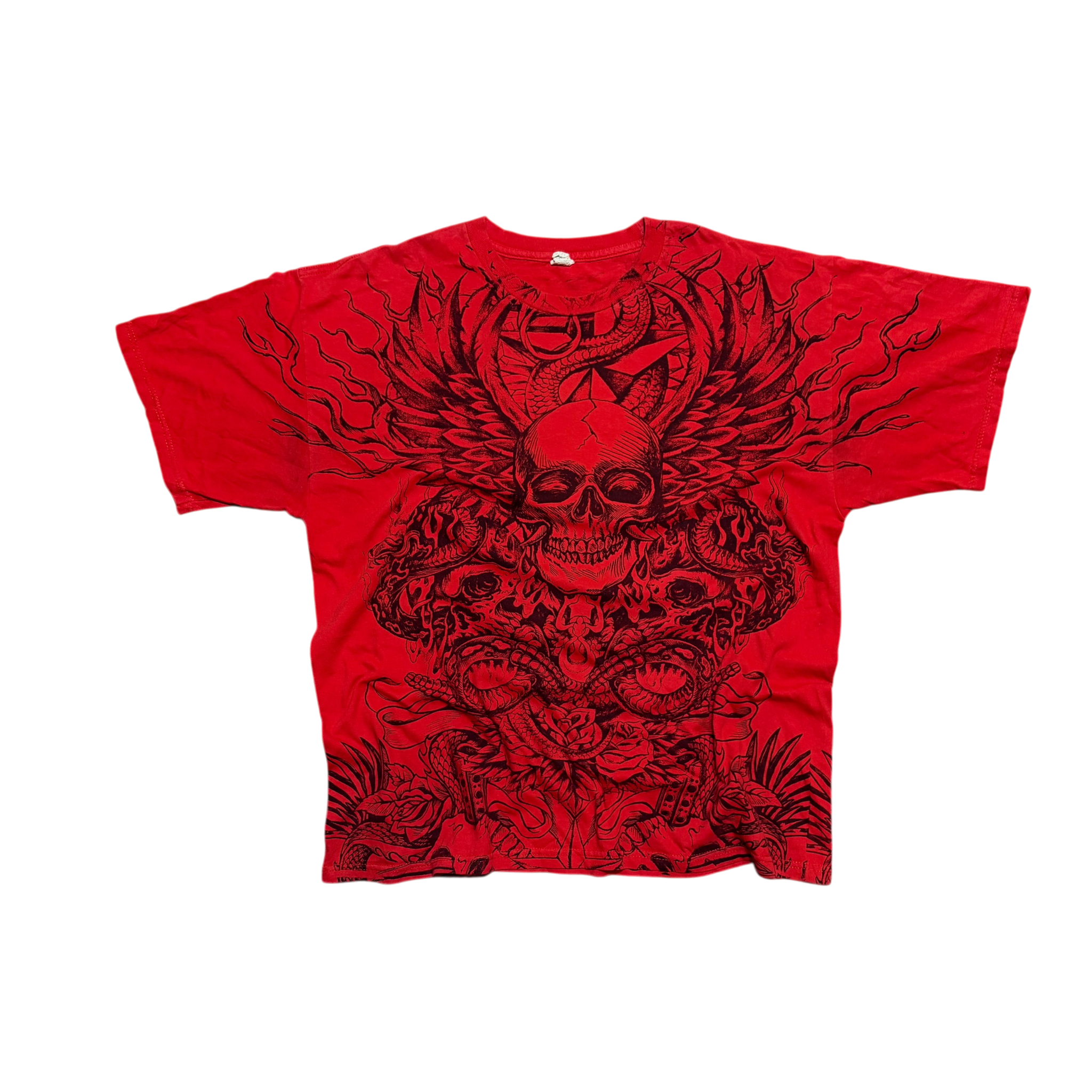 Vintage Y2K Skull AOP Grunge Graphic Tee