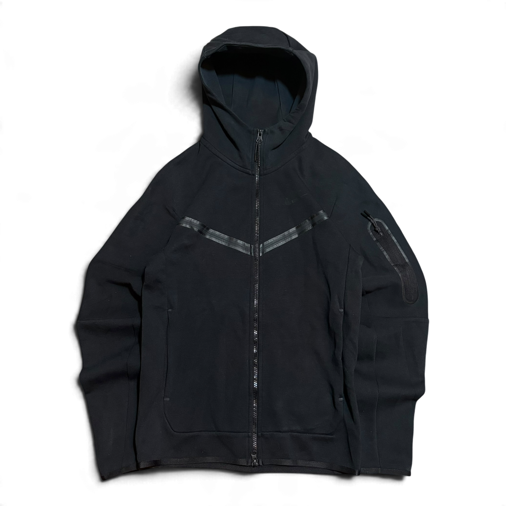 Nike Tech Fleece 2 Way Zipper Black On Black Zip Up Hoodie