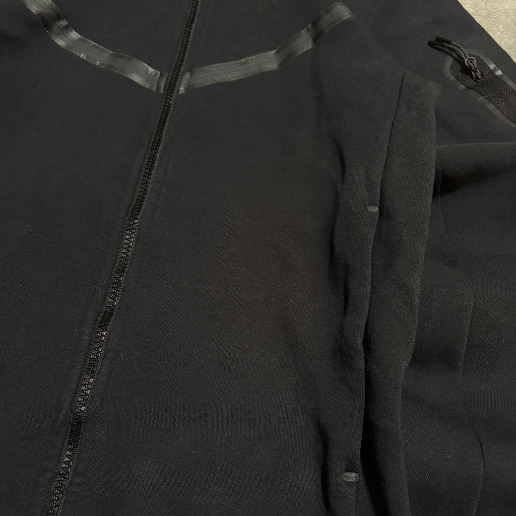 Nike Tech Fleece 2 Way Zipper Black On Black Zip Up Hoodie