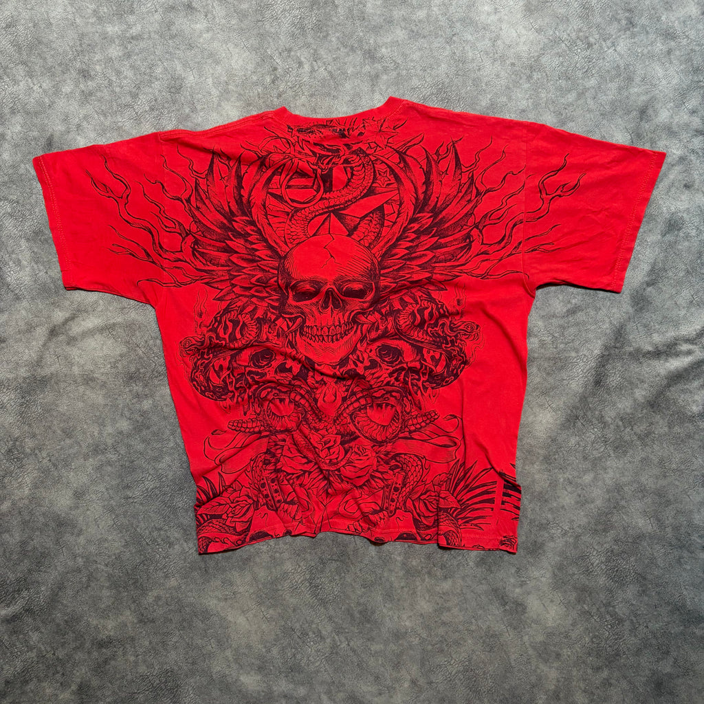 Vintage Y2K Skull AOP Grunge Graphic Tee