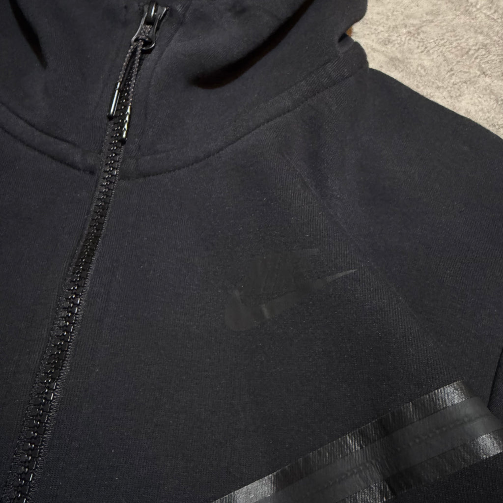 Nike Tech Fleece 2 Way Zipper Black On Black Zip Up Hoodie