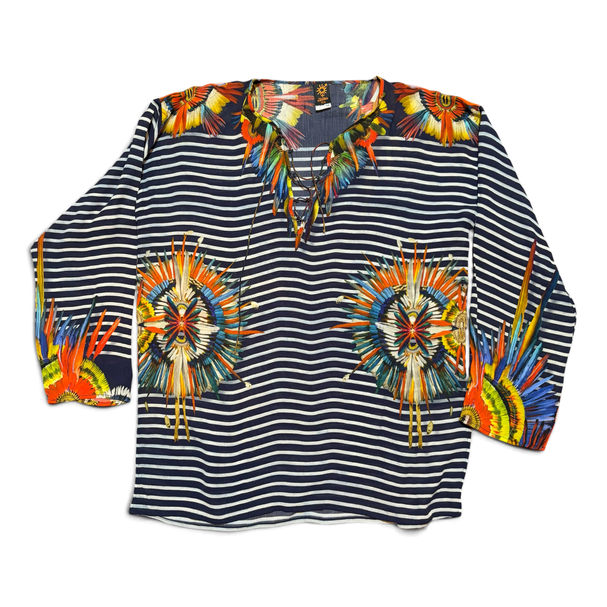 Vintage Jean Paul Gaultier Soleil "Feather Marinière" Iconic Striped Blouse