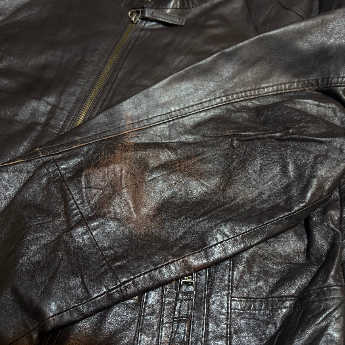 Pellini Multi Zipper Genuine Leather Distressed Jacket