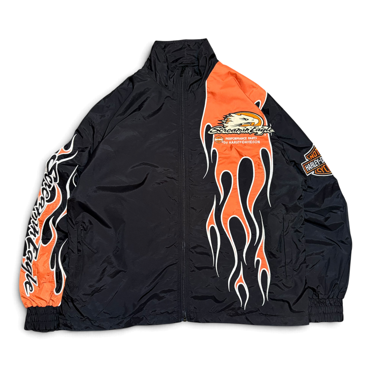 Harley Davidson Performance Screamin Eagle Flames Y2K Light Windbreaker Jacket