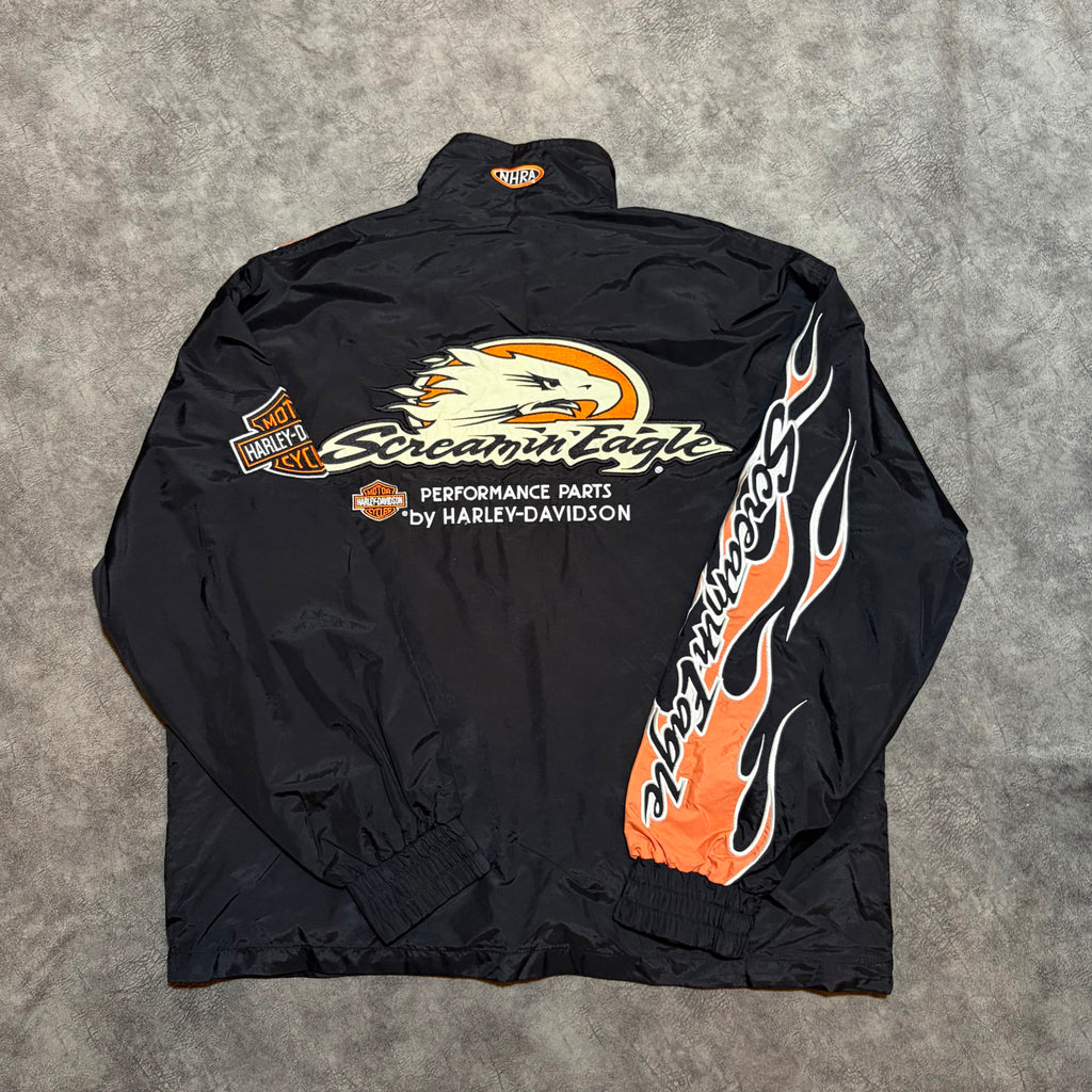 Harley Davidson Performance Screamin Eagle Flames Y2K Light Windbreaker Jacket