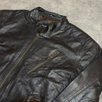 Pellini Multi Zipper Genuine Leather Distressed Jacket