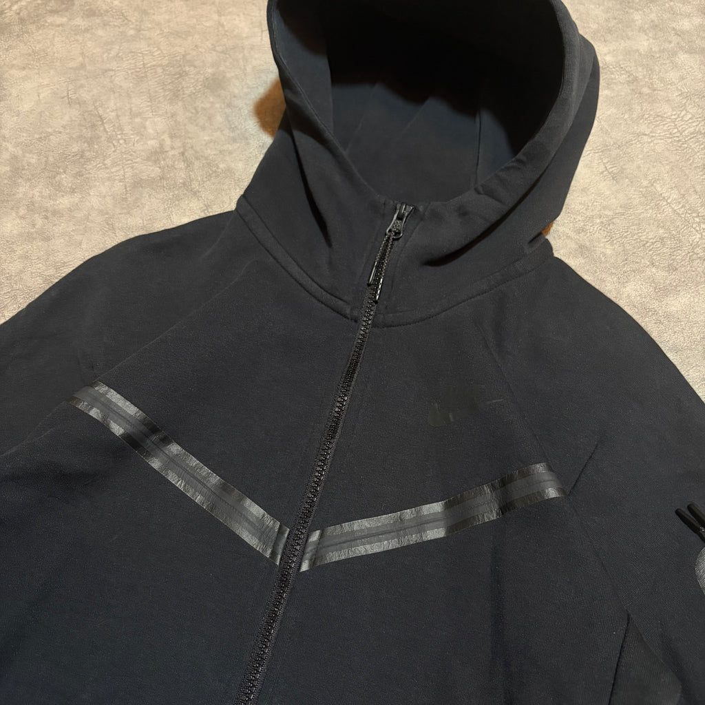 Nike Tech Fleece 2 Way Zipper Black On Black Zip Up Hoodie