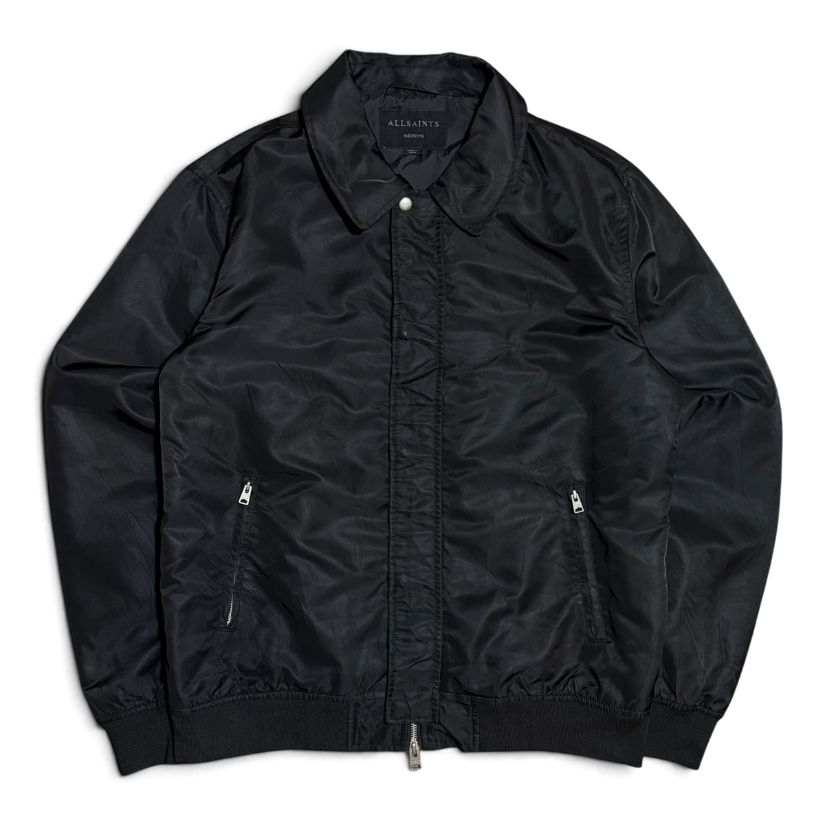 Allsaints Logo Double Zipper Harrington Style Jacket