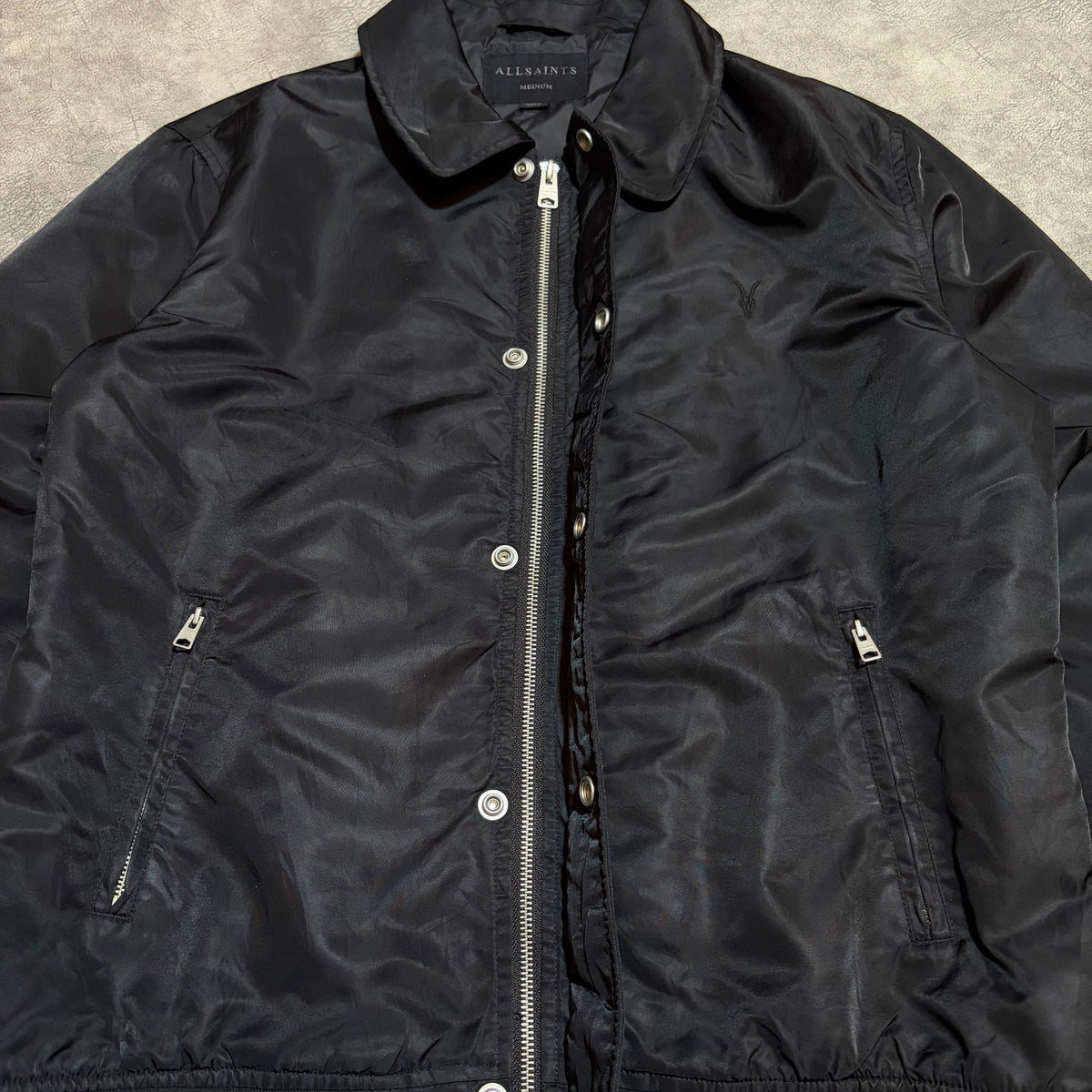 Allsaints Logo Double Zipper Harrington Style Jacket