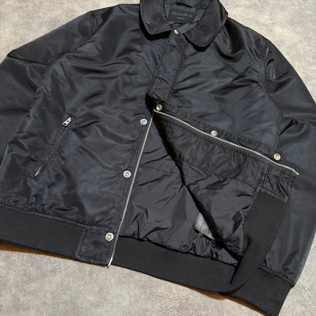 Allsaints Logo Double Zipper Harrington Style Jacket