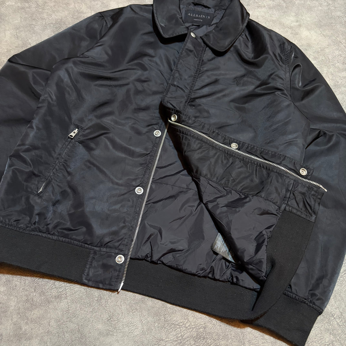 Allsaints Logo Double Zipper Harrington Style Jacket
