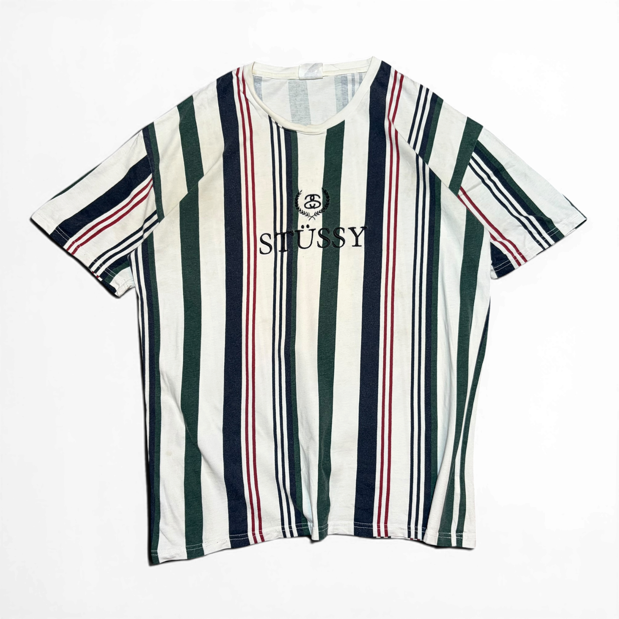 Stussy Spell Out Logo Striped Tee