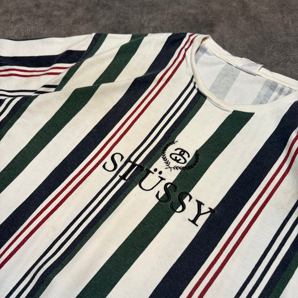 Stussy Spell Out Logo Striped Tee