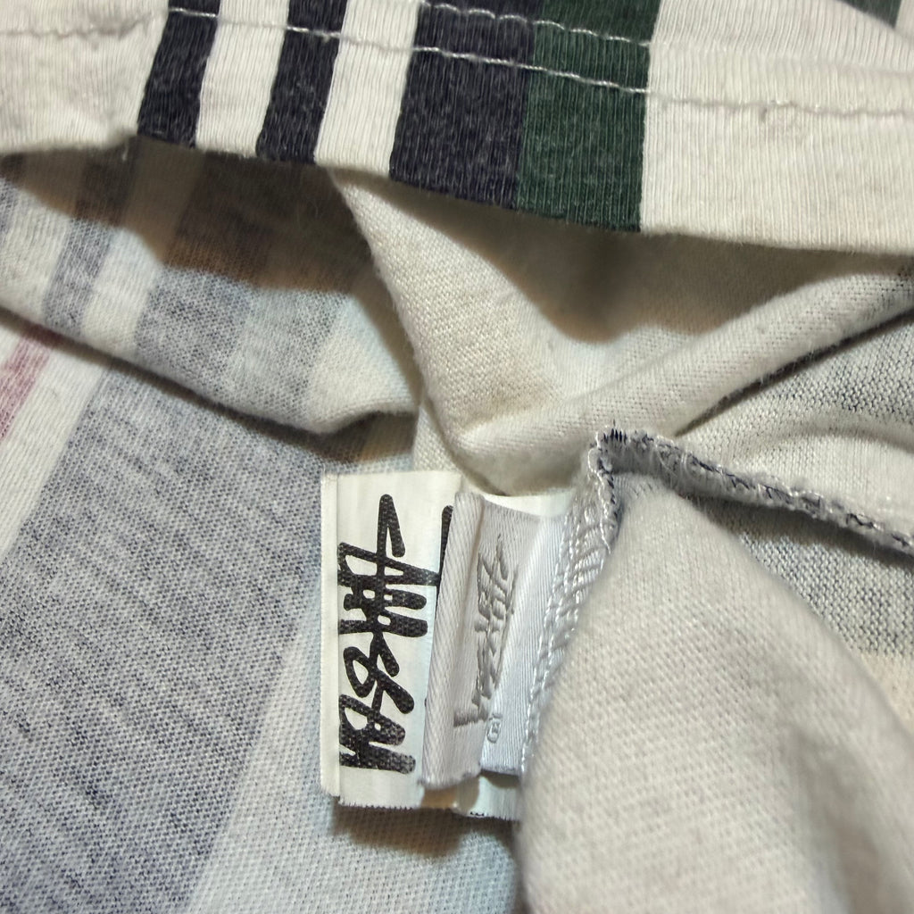 Stussy Spell Out Logo Striped Tee